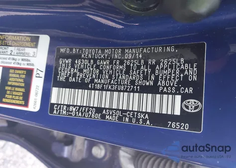2015 Toyota Camry Se from USA, damaged, VIN 4T1BF1FK3FU872711